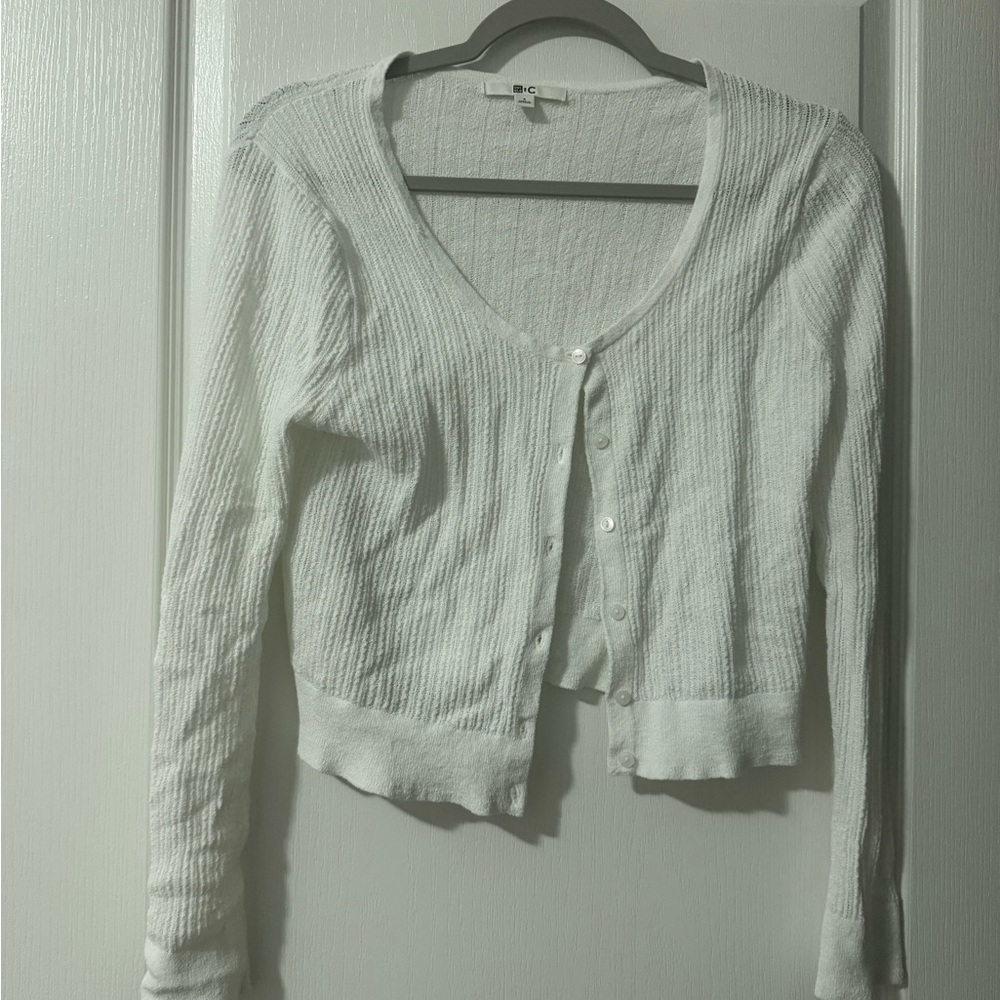 Uniqlo White Ribbed Cardigan size S